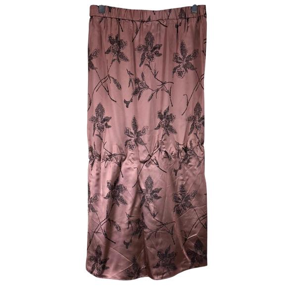 Vince Iris Floral Jacquard Twist Knot Midi Skirt Brown Women's Size 10 NWT NEW - Picture 3 of 12